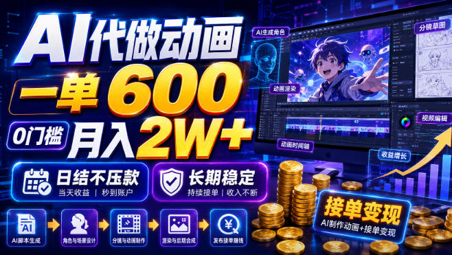 AI代做动画,一单600,0门槛月入2W+,日结不压款,长期稳定【揭秘】-MFXUI中国站