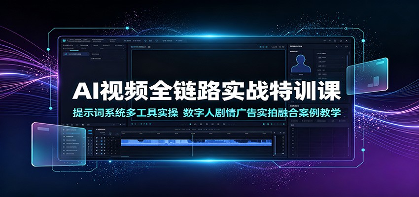 AI视频全链路实战特训课：提示词系统多工具实操，数字人剧情广告实拍融合案例教学-MFXUI中国站