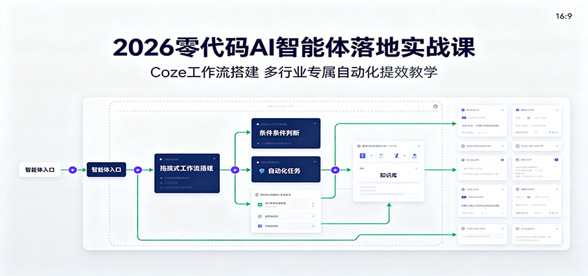 2026零代码AI智能体落地实战课:Coze工作流搭建,多行业专属自动化提效教学-MFXUI中国站