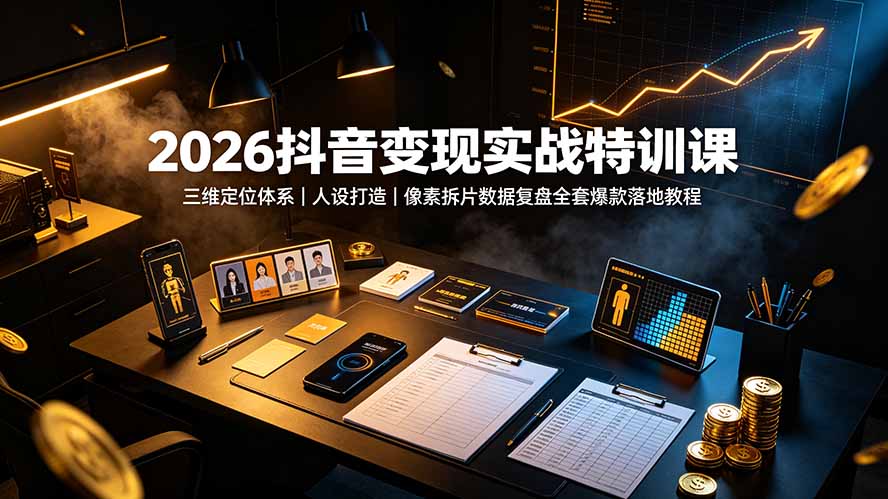 2026抖音变现实战特训课:三维定位体系|人设打造|像素拆片数据复盘全套爆款落地教程-MFXUI中国站