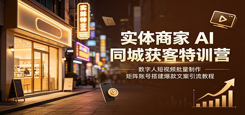实体商家AI同城获客特训营：数字人短视频批量制作，矩阵账号搭建爆款文案引流教程-MFXUI中国站