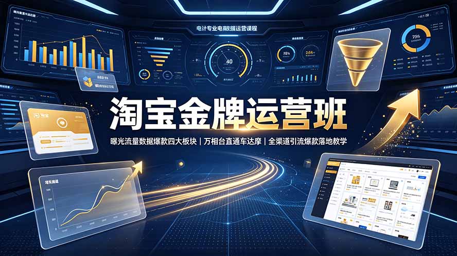 淘宝金牌运营班-7月：曝光流量数据爆款四大板块｜万相台直通车达摩｜全渠道引流爆款落地教学-MFXUI中国站