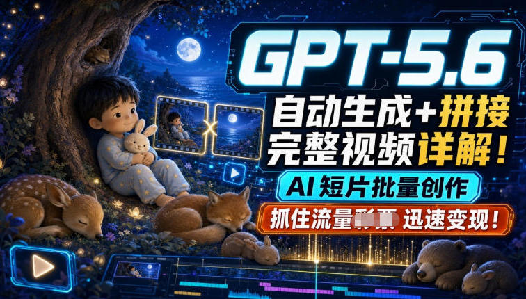 GPT-5.6自动生成+拼接完整视频详解,AI短片批量创作,抓住流量迅速变现!-MFXUI中国站