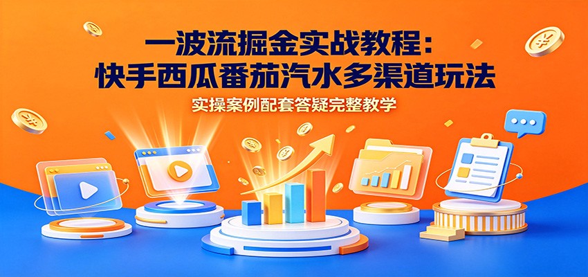 一波流掘金实战教程:快手西瓜番茄汽水多渠道玩法,实操案例配套答疑完整教学-MFXUI中国站