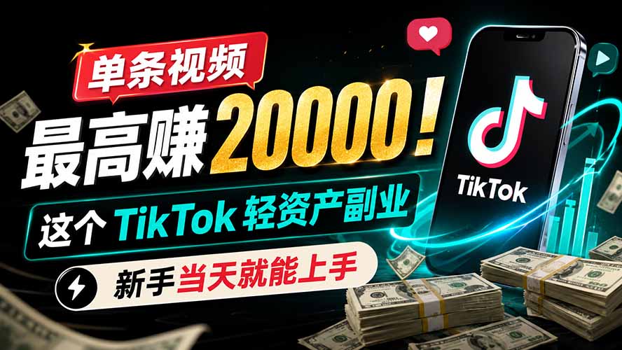 单条视频最高赚 20000!这个 TikTok 轻资产副业,新手当天就能上手-MFXUI中国站