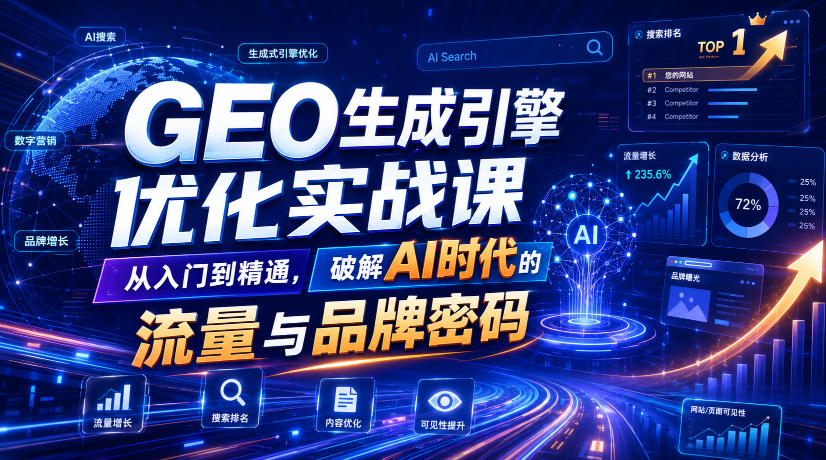 GEO生成引擎优化实战课,从入门到精通,破解AI时代的流量与品牌密码-MFXUI中国站