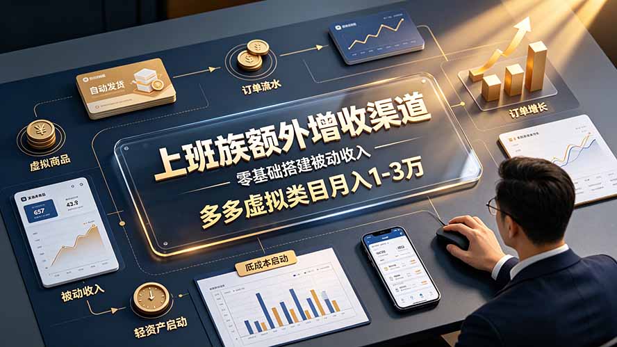 上班族额外增收渠道,零基础搭建被动收入,多多虚拟类目月入 1-3 万-MFXUI中国站