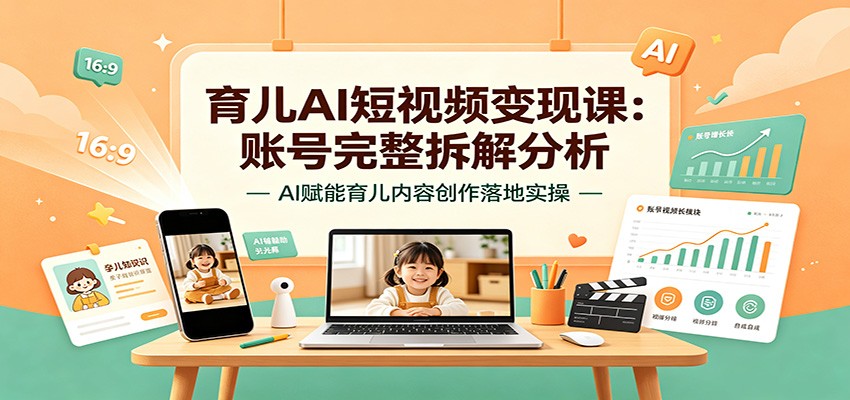 育儿AI短视频变现课:账号完整拆解分析,AI赋能育儿内容创作落地实操-MFXUI中国站