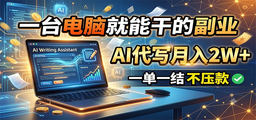 一台电脑就能干的副业,AI代写月入2W+,一单一结不压款-MFXUI中国站