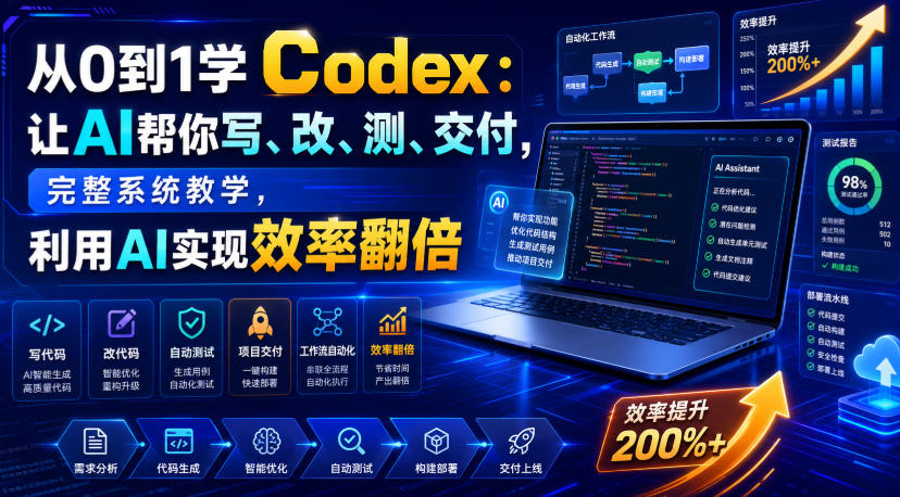 从0到1学Codex:让AI帮你写、改、测、交付,完整系统教学,利用AI实现效率翻倍-MFXUI中国站