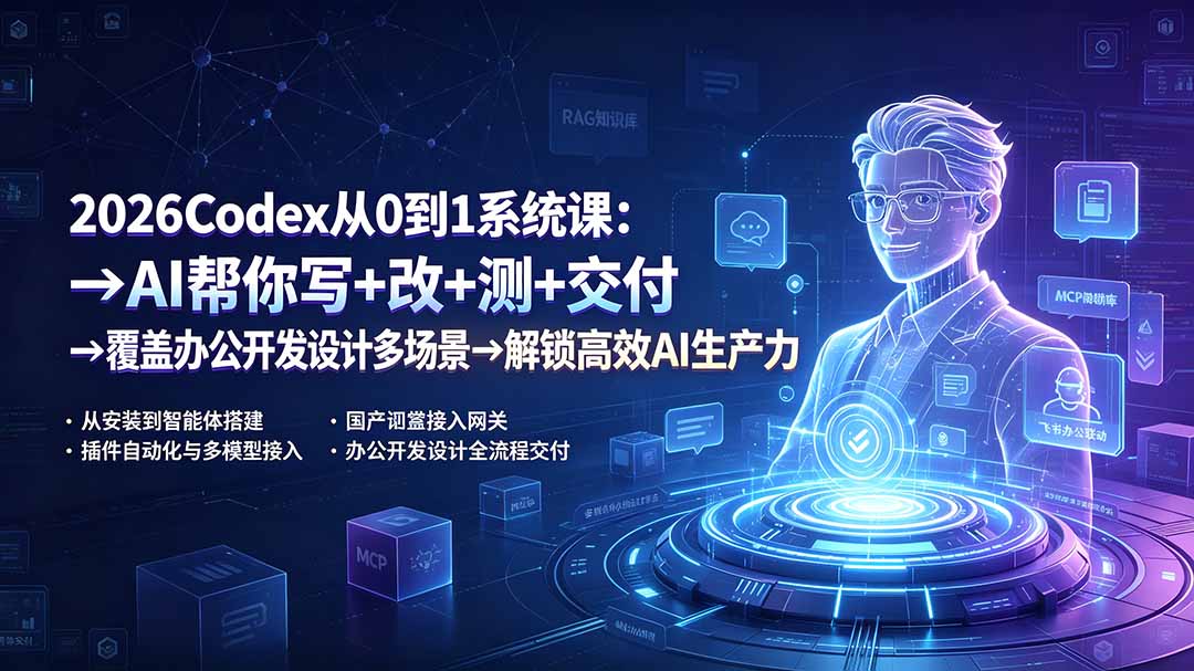 2026Codex从0到1系统课:→AI帮你写+改+测+交付→覆盖办公开发设计多场景→解锁高效AI生产力-MFXUI中国站