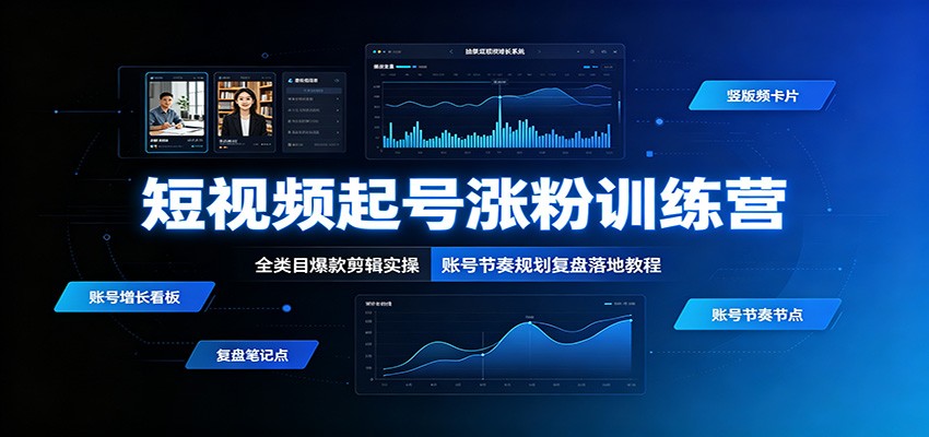 短视频起号涨粉训练营:全类目爆款剪辑实操,账号节奏规划复盘落地教程-MFXUI中国站
