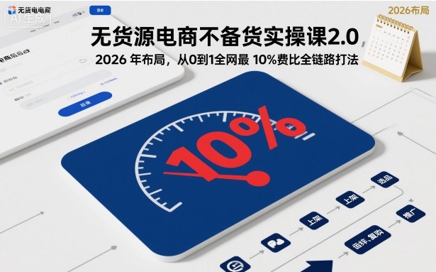 无货源电商不备货实操课2.0,2026年布局,从0到1全网最低10%费比全链路打法【更新26年7月22日】-MFXUI中国站