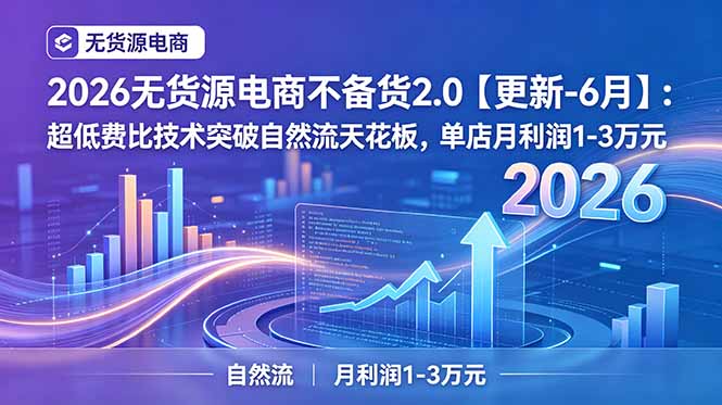 2026无货源电商不备货2.0【更新-7月】:超低费比技术突破自然流天花板,单店月利润1-3万元-MFXUI中国站