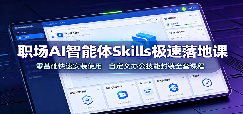 职场AI智能体Skills极速落地课：零基础快速安装使用，自定义办公技能封装全套课程-MFXUI中国站