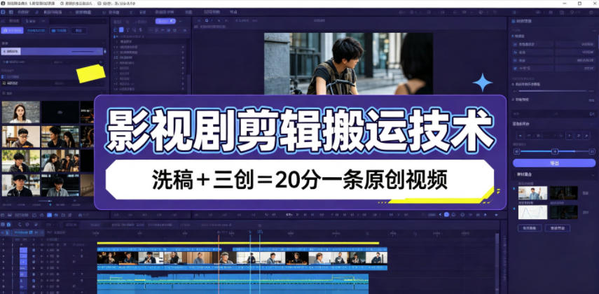 影视剧剪辑搬运技术,洗稿+三创=20分一条原创视频-MFXUI中国站