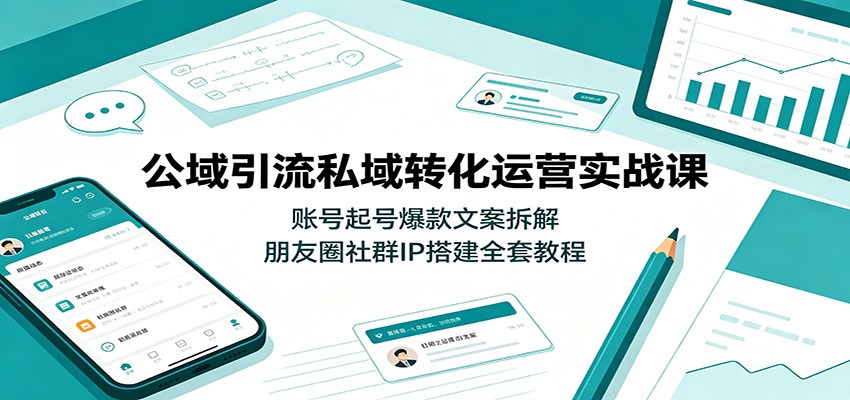 公域引流私域转化运营实战课:账号起号爆款文案拆解,朋友圈社群IP搭建全套教程-MFXUI中国站