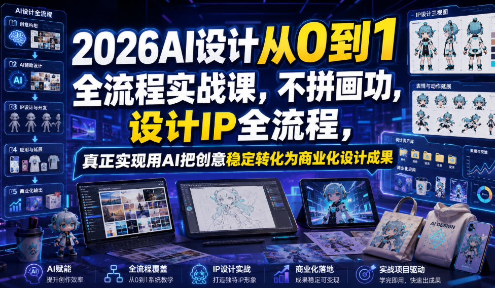 2026AI设计从0到1全流程实战课，不拼画功，设计IP全流程，真正实现用AI把创意稳定转化为商业化设计成果-MFXUI中国站