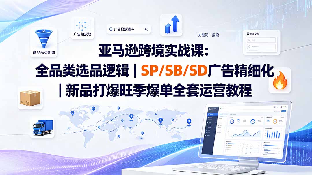 亚马逊跨境实战课-更新：全品类选品逻辑｜SP/SB/SD广告精细化｜新品打爆旺季爆单全套运营教程-MFXUI中国站