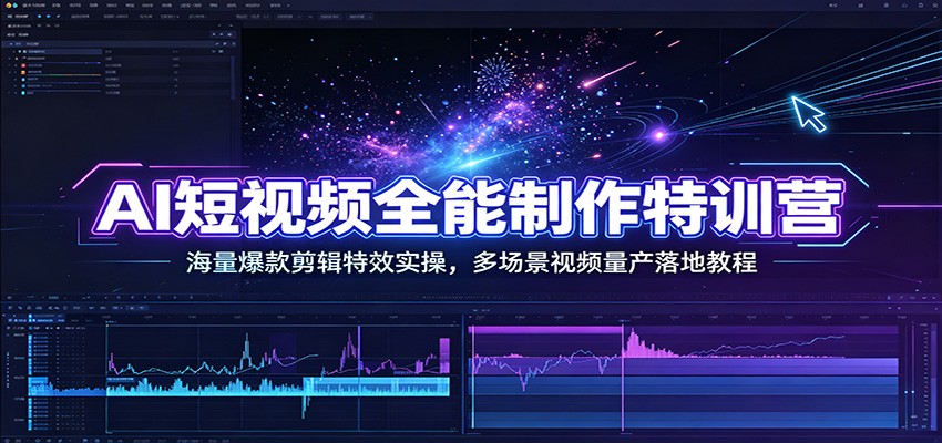 AI短视频全能制作特训营：海量爆款剪辑特效实操，多场景视频量产落地教程-MFXUI中国站