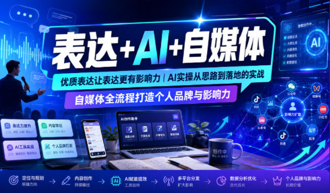 表达+AI+自媒体，优质表达让表达更有影响力|AI实操从思路到落地的实战|自媒体全流程打造个人品牌与影响力-MFXUI中国站