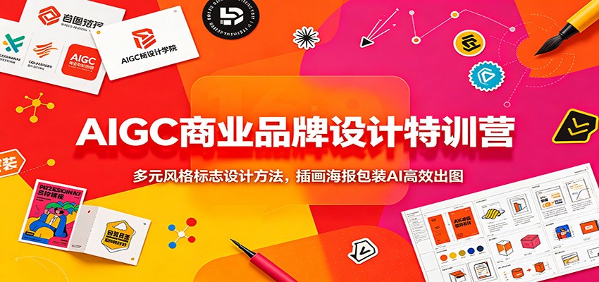 AIGC商业品牌设计特训营：多元风格标志设计方法，插画海报包装AI高效出图-MFXUI中国站