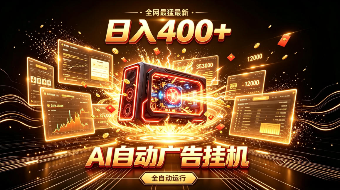 全网最猛最新的AI自动广告挂G，狠收益日入400+，真正做到躺賺式变现【揭秘】-MFXUI中国站