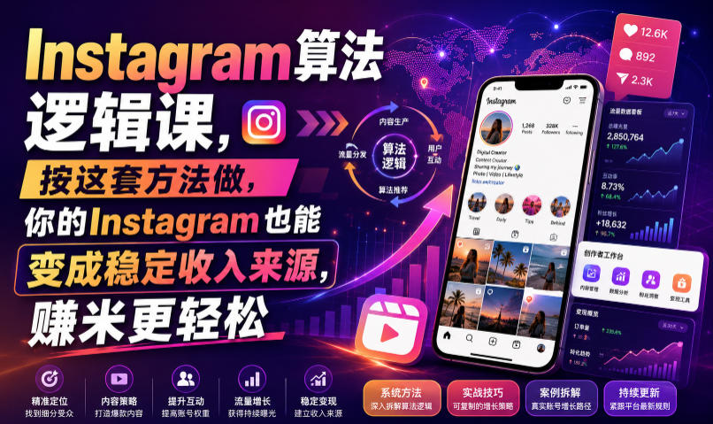 Instagram算法逻辑课，按这套方法做，你的Instagram也能变成稳定收入来源，賺米更轻松【原创双语字幕】-MFXUI中国站
