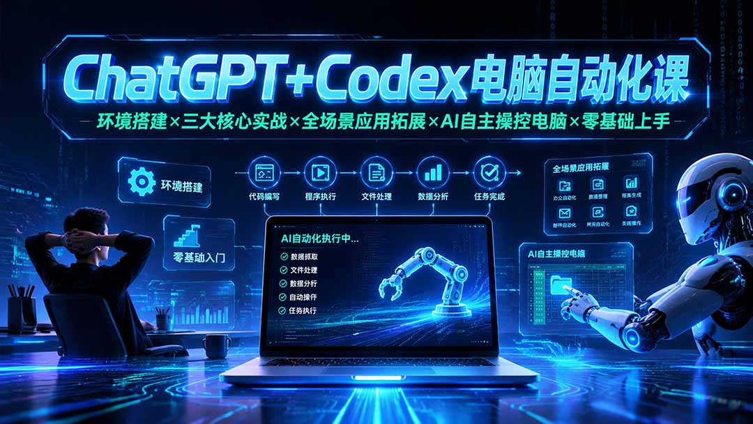 ChatGPT+Codex电脑自动化课：环境搭建×三大核心实战×全场景应用拓展×AI自主操控电脑×零基础上手-MFXUI中国站
