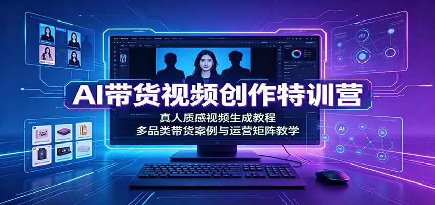 AI带货视频创作特训营：真人质感视频生成教程，多品类带货案例与运营矩阵教学-MFXUI中国站