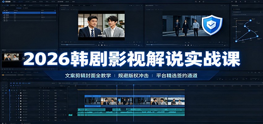 2026韩剧影视解说实战课：文案剪辑封面全教学，规避版权冲击平台精选签约通道-MFXUI中国站