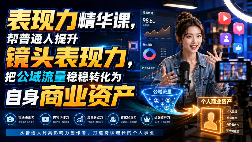 表现力精华课，帮普通人提升镜头表现力，把公域流量稳稳转化为自身商业资产-MFXUI中国站