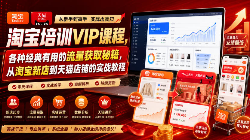 淘宝培训VIP课程，各种经典有用的流量获取秘籍，从淘宝新店到天猫店铺的实战教程(更新7月29日)-MFXUI中国站