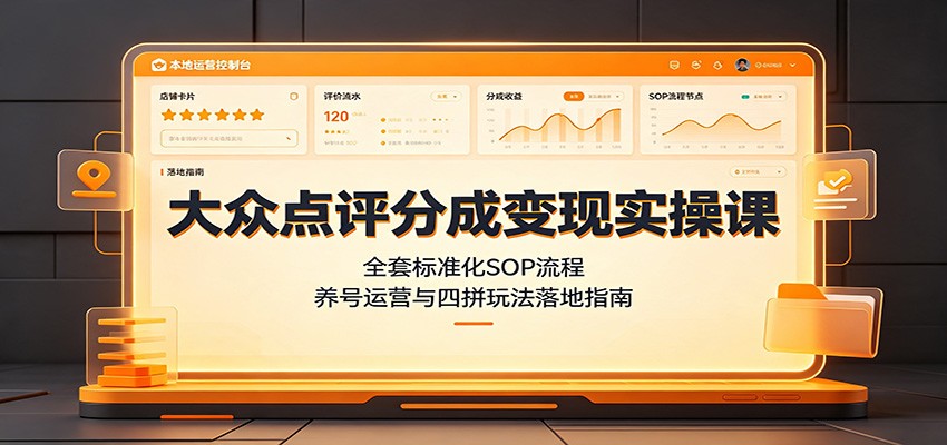 大众点评分成变现实操课：全套标准化SOP流程，养号运营与四拼玩法落地指南-MFXUI中国站