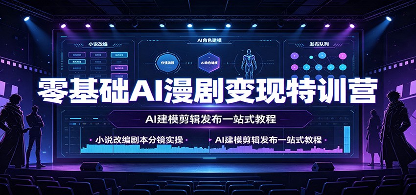 零基础AI漫剧变现特训营：小说改编剧本分镜实操，AI建模剪辑发布一站式教程-MFXUI中国站