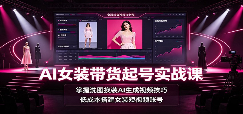 AI女装带货起号实战课：掌握洗图换装AI生成视频技巧，低成本搭建女装短视频账号-MFXUI中国站