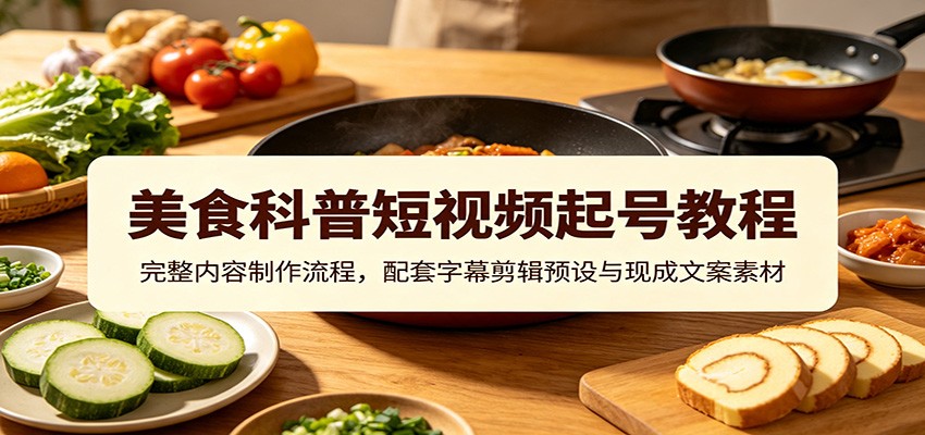 美食科普短视频起号教程：完整内容制作流程，配套字幕剪辑预设与现成文案素材-MFXUI中国站