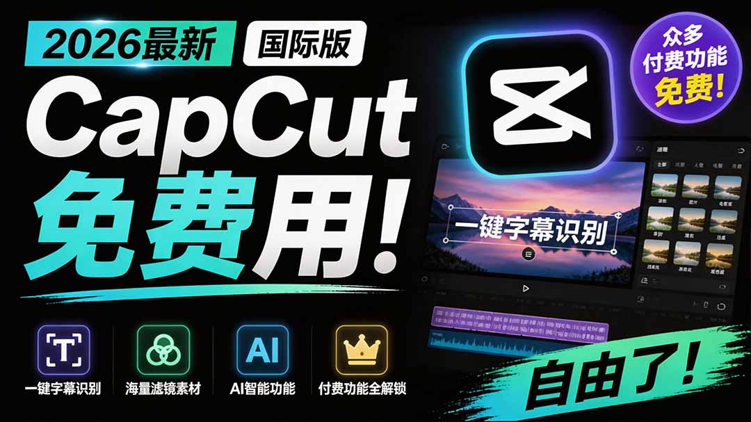 2026最新国际版剪映！CapCut 众多付费功能免费用，一键字幕识别 / 滤镜素材 / AI智能功能自由了 CapCut-MFXUI中国站