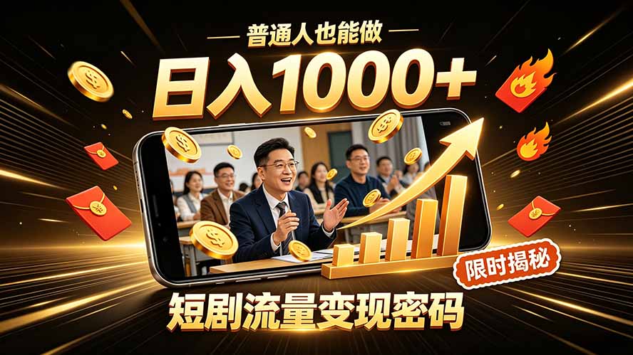 一部手机做短剧分发，不用真人出镜、不用拍摄剧本，快手流量变现日赚千元-MFXUI中国站