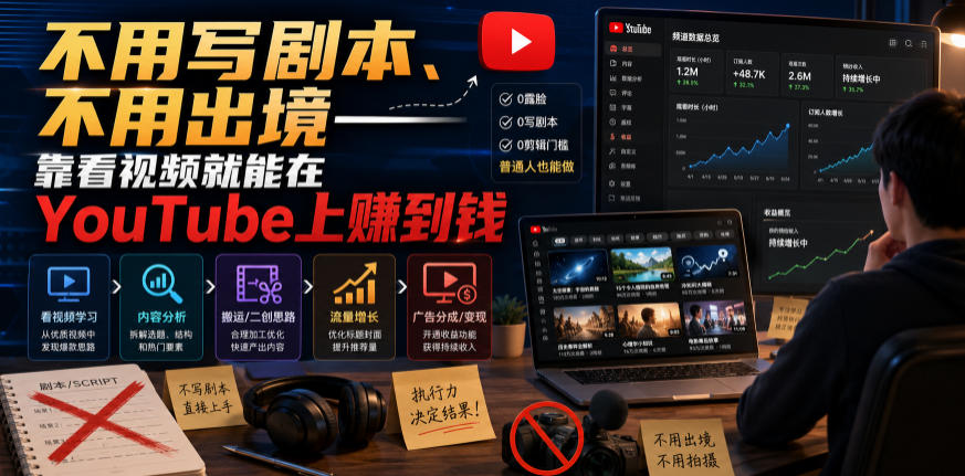 不用写剧本、不用出境——靠看视频就能在YouTube上賺到钱【原创双语字幕】-MFXUI中国站