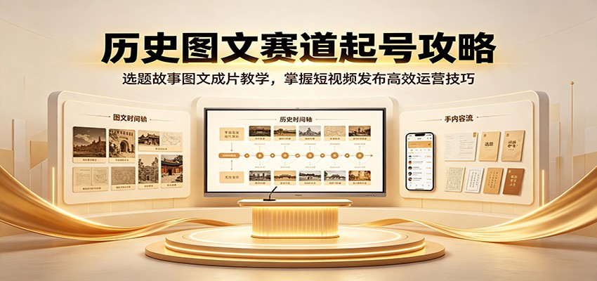 历史图文赛道起号攻略：选题故事图文成片教学，掌握短视频发布高效运营技巧-MFXUI中国站