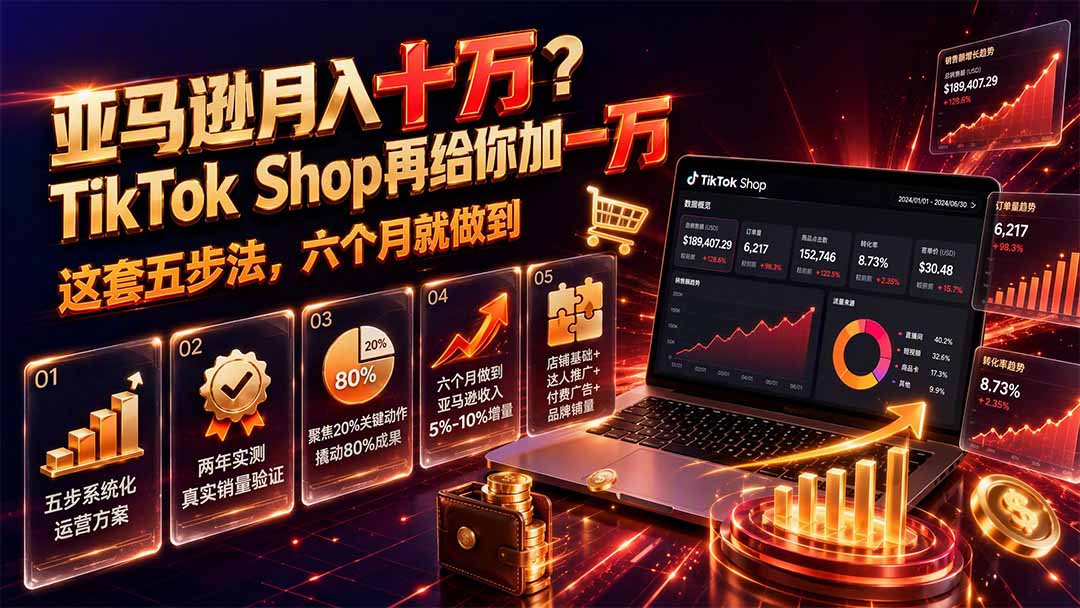 亚马逊月入十万？TikTok Shop再给你加一万——这套五步法，六个月就做到【原创双语字幕】-MFXUI中国站