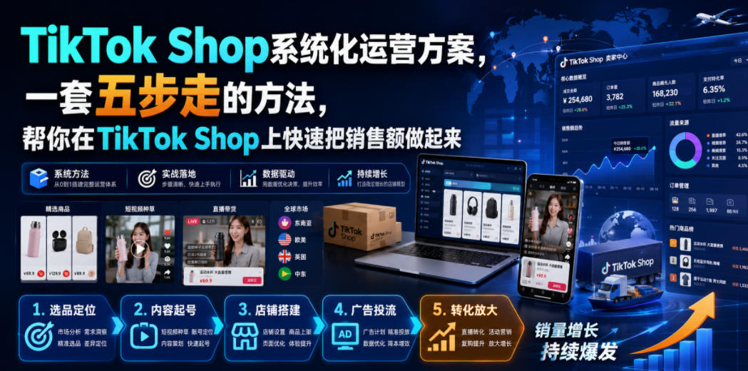 TikTok Shop系统化运营方案，一套五步走的方法，帮你在TikTok Shop上快速把销售额做起来【原创双语字幕】-MFXUI中国站