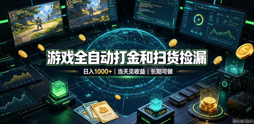 游戏全自动打金和扫货捡漏，日入1k+，当天见收益，长期可做！【揭秘】-MFXUI中国站