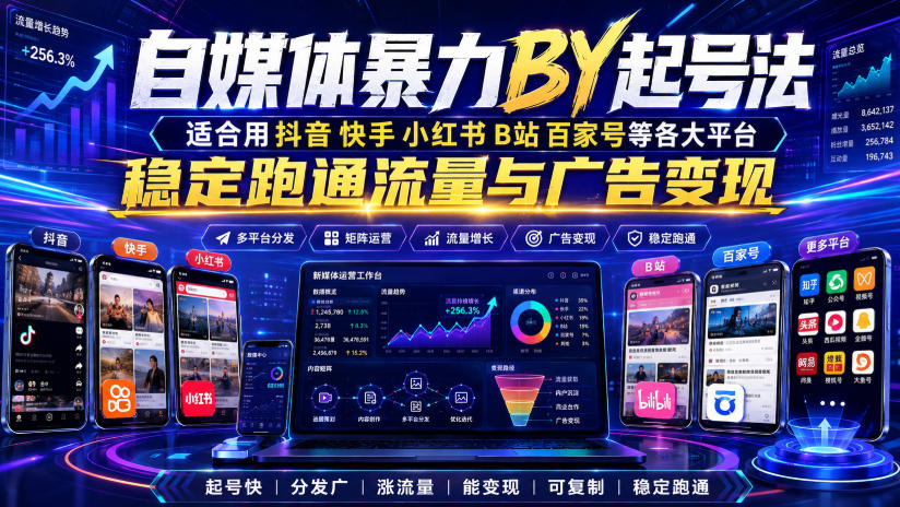 自媒体暴力搬运起号法,适合用抖音快手小红书B站百家号等各大平台,稳定跑通流量与广告变现-MFXUI中国站