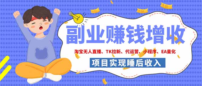 2026年多个真实落地副业项目，手把手带你搭建被动收入管道(淘宝无人直播、海外TK拉新...-MFXUI中国站