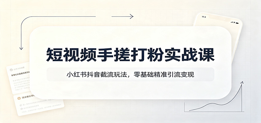 短视频手搓打粉实战课：小红书抖音截流玩法，零基础精准引流变现-MFXUI中国站
