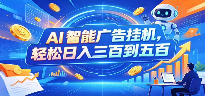 AI智能广告挂机,24小时自动跑,日入300-500,新手零门槛-MFXUI中国站