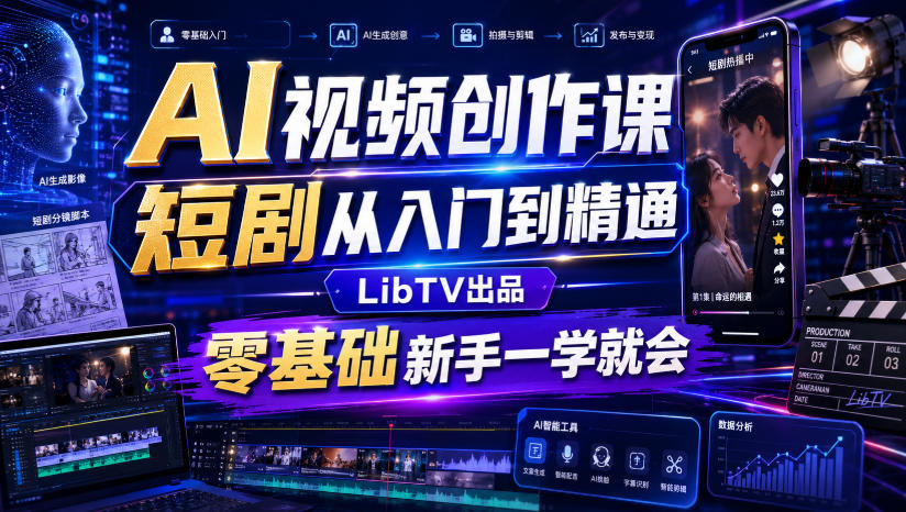 AI视频创作课，短剧从入门到精通，LibTV出品，零基础新手一学就会-MFXUI中国站