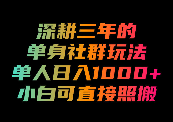 深耕三年的单身社群玩法，单人日入1000+，小白可直接照搬！【揭秘】-MFXUI中国站